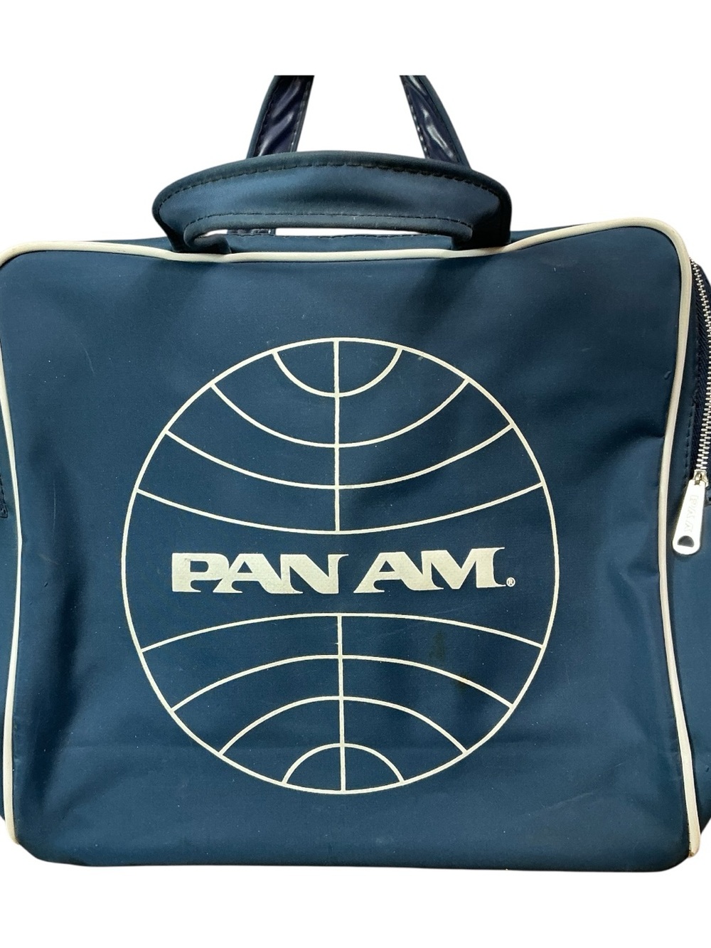 Vintage PAN AM Travel Carry On Flight Bag / Double Sided Logo zip close